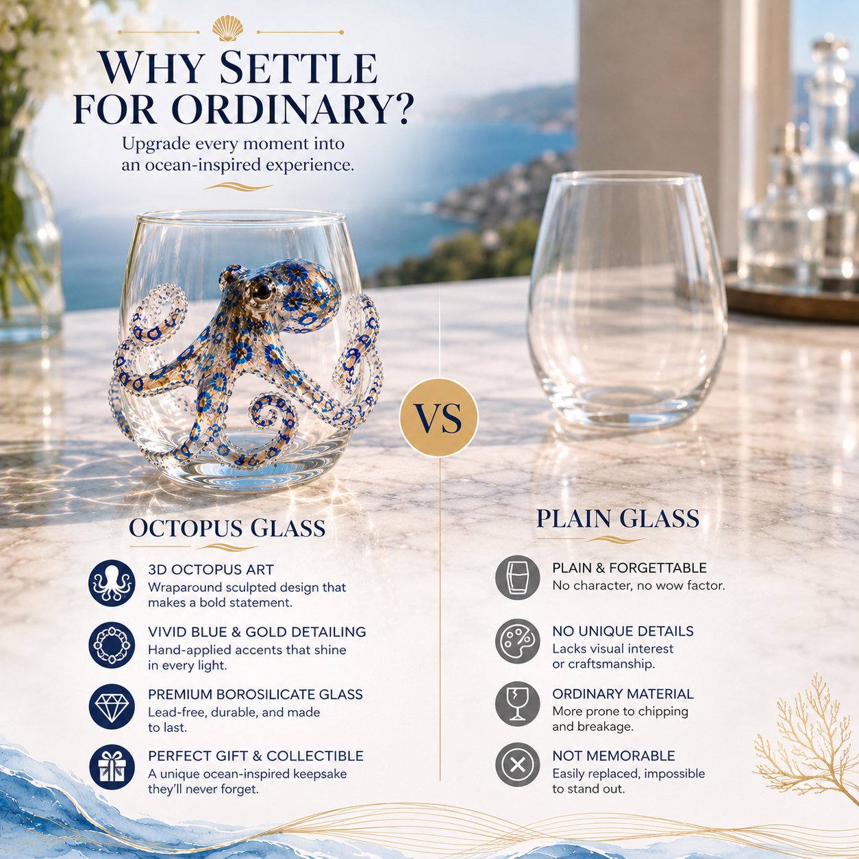 🎁The Perfect Beach House Gift🌊3D Ocean Animal Artisan Glassware Collection