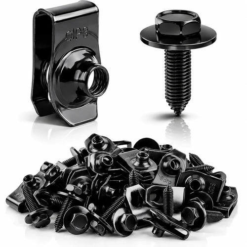 ⚙️1/4'' Body Bolts & U-Nut Clips Kit, Universal Automotive Fender Bumper Splash Shield Fastener Retainer Set