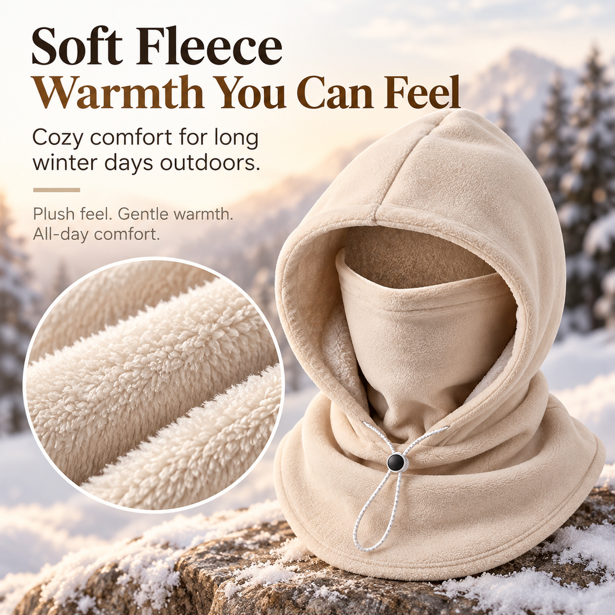 🥶 Fleece Balaclava Hood – 3-in-1 Winter Face Mask Hat For Skiing, Cycling & Outdoor Adventures