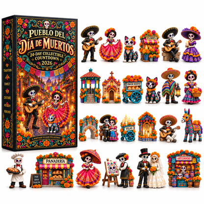 🏵Pueblo del Día de Muertos 2026 – 24-Day Day of the Dead Collectible Countdown Calendar with 24 Unique Miniatures