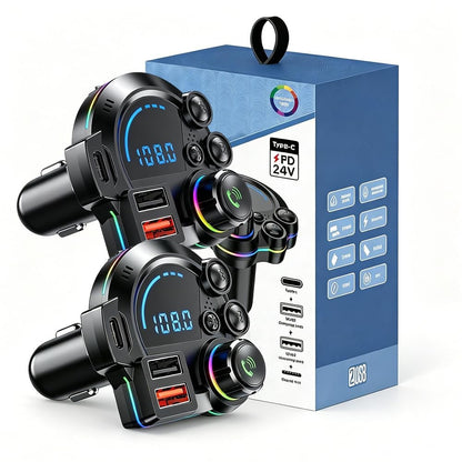 Bluetooth 5.3 Car FM Transmitter & Dual Port Fast Charger