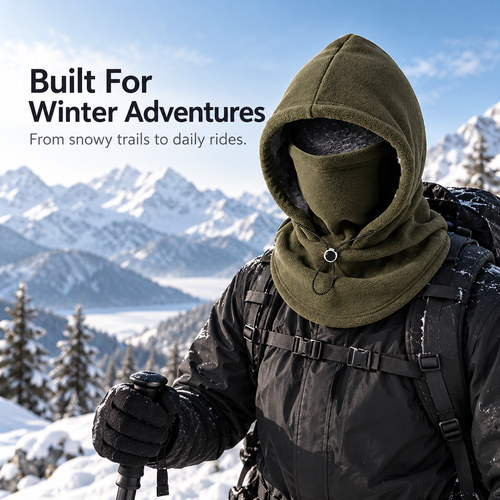 🥶 Fleece Balaclava Hood – 3-in-1 Winter Face Mask Hat For Skiing, Cycling & Outdoor Adventures