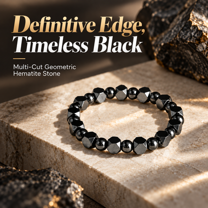 Handcrafted Geometric Natural Hematite Stone Bracelet 🖤