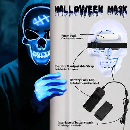 🎃Halloween Sale🎃Halloween Aesthetic LED Skull Mask - Plastic Cosplay Mask
