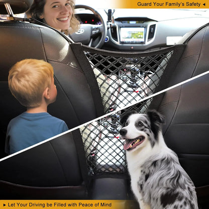 2(Pcs)Upgraded Stretch Car Seat Mesh Storage Net | Backseat Pet & Child Safety Barrier