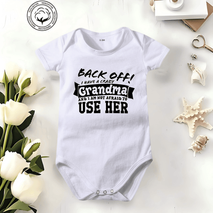 👶 'Back Off! I Have a Crazy Grandpa' Cute Cotton Baby Bodysuit