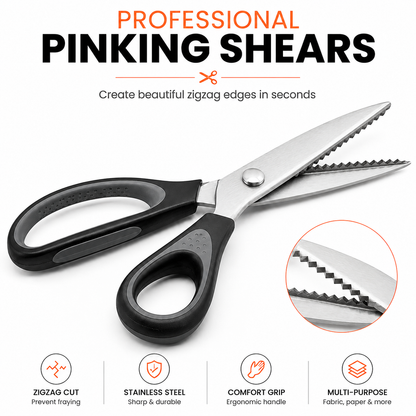 Professional Pinking Shears – Sharp Serrated Fabric Scissors for Clean Zigzag Edges