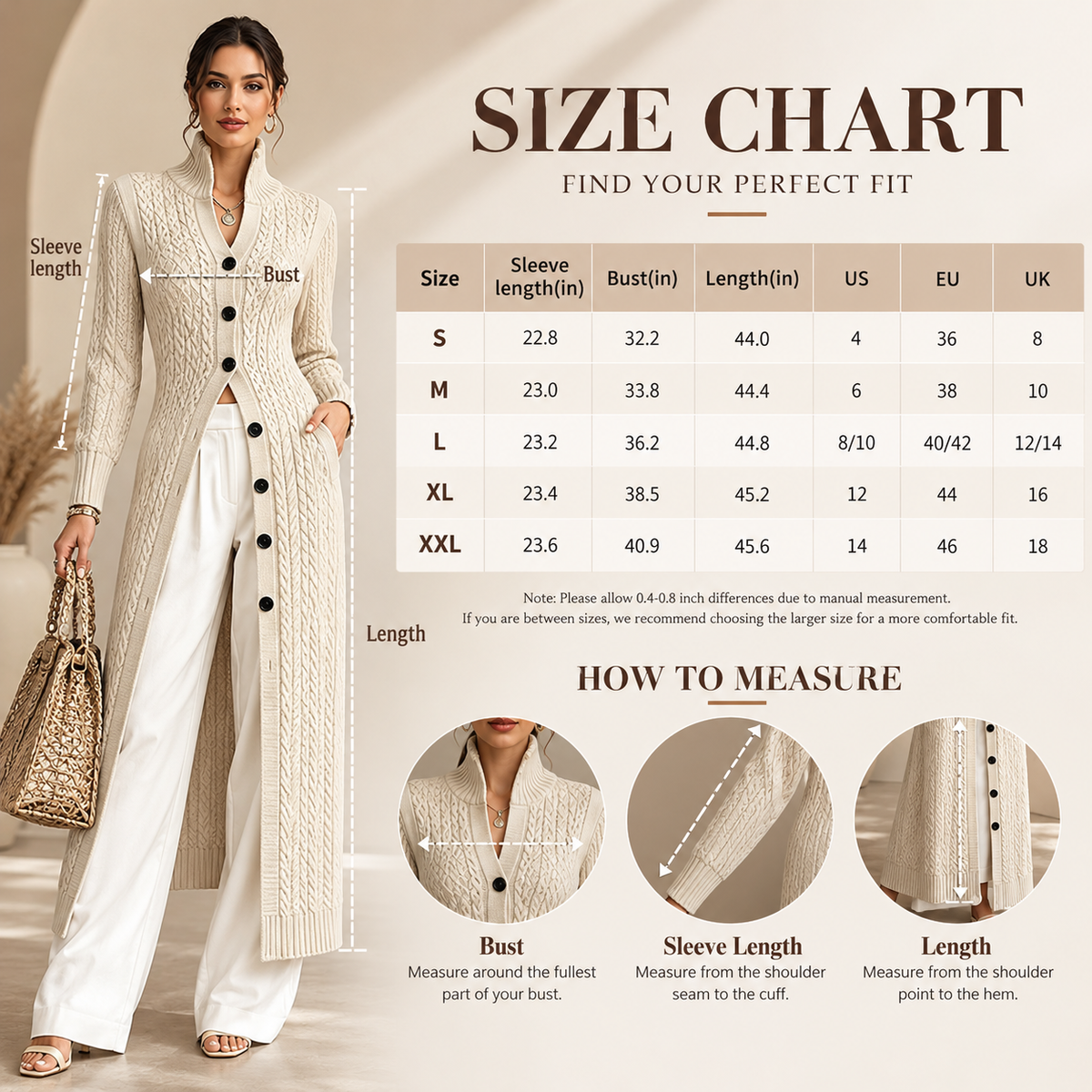 Women’s Long Cable Knit Cardigan, Elegant Full-Length Knitwear