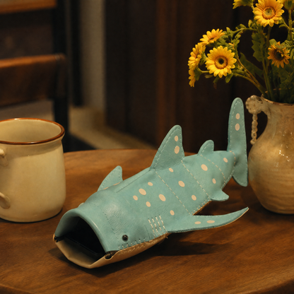 🦈Fun Whale‑Shark‑Shaped Sling Purse, Handmade Leather Mini Shoulder Bag🎁