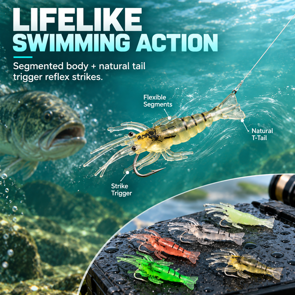 16 Pcs Realistic Grass Shrimp Fishing Lure Set with Box 🦐