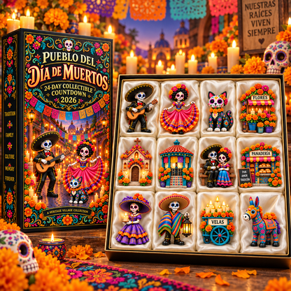 🏵Pueblo del Día de Muertos 2026 – 24-Day Day of the Dead Collectible Countdown Calendar with 24 Unique Miniatures