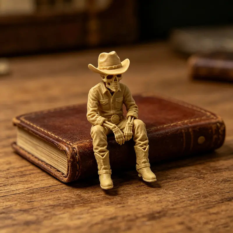 Western Cowboy Skull Pla Ornament, Skull Figurine