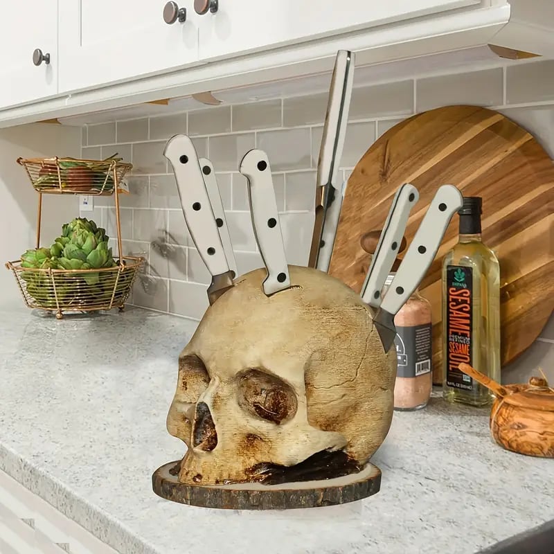 🏆 Best seller - ☠️Gothic Skull Knife Holder✨