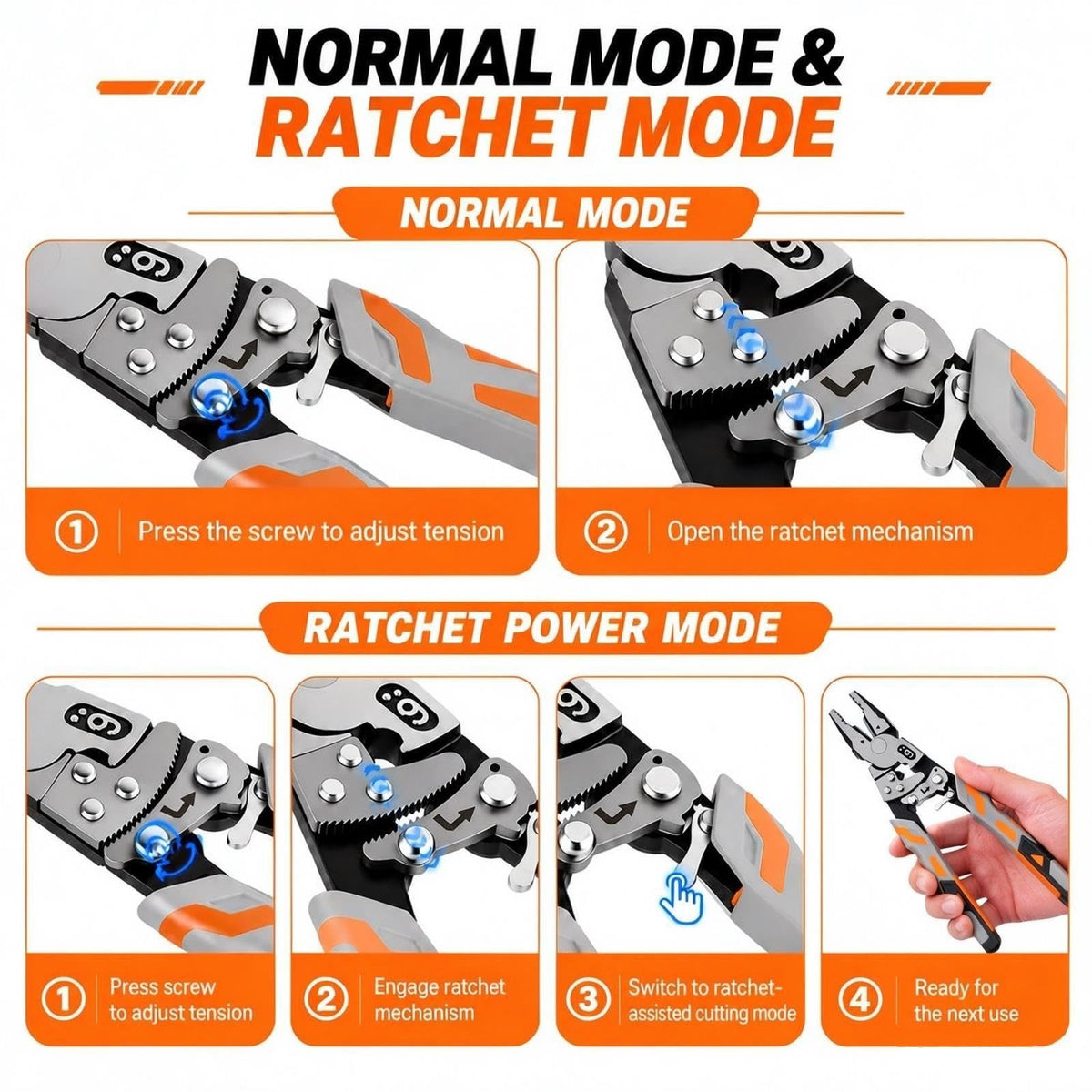 55-Steel Self-Locking Anti-Skid Ratchet Pliers | Heavy-Duty Wire Cutters & Holding Tool🔧⚙️