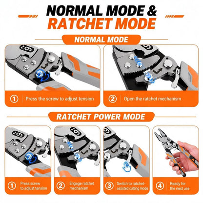 55-Steel Self-Locking Anti-Skid Ratchet Pliers | Heavy-Duty Wire Cutters & Holding Tool🔧⚙️