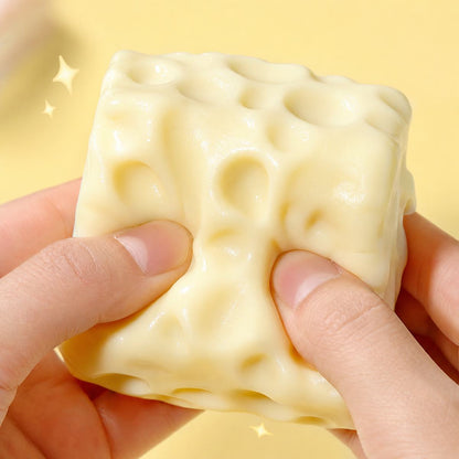 Cheese Squishy Toy for Stress Relief – Large Soft Squeezable Foam Cube Gift for Christmas, Birthday, Office Desk Decor