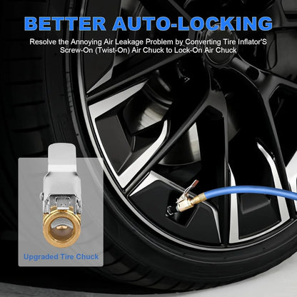 🛠️8mm Tire Air Chuck with Clip Adapter, No Leakage Tire Chucks for Vehicle Inflator Compressor Pump Connect Accessories Tool