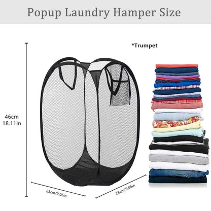 Foldable Mesh Laundry Basket – Breathable Large Capacity Hamper for Home & Bathroom
