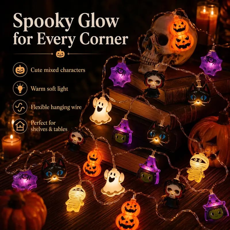 USB-Powered Pumpkin LED String Lights