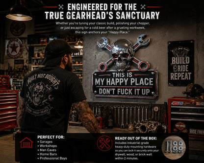💀'This Is My Happy Place' Garage Wall Sign