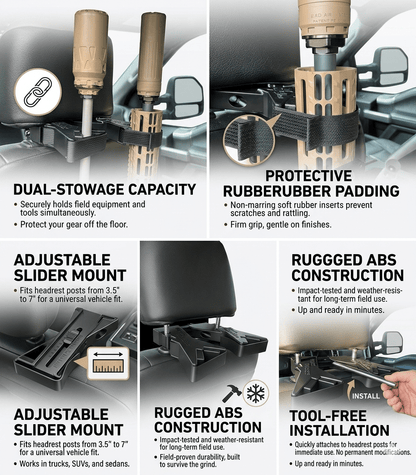 Tactical Seat Back Gun Rack – Universal Fit, Tool-Free Install