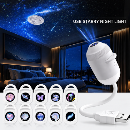 USB Star Sky Projector Lamp, Mini Galaxy Bedroom Night Light ✨