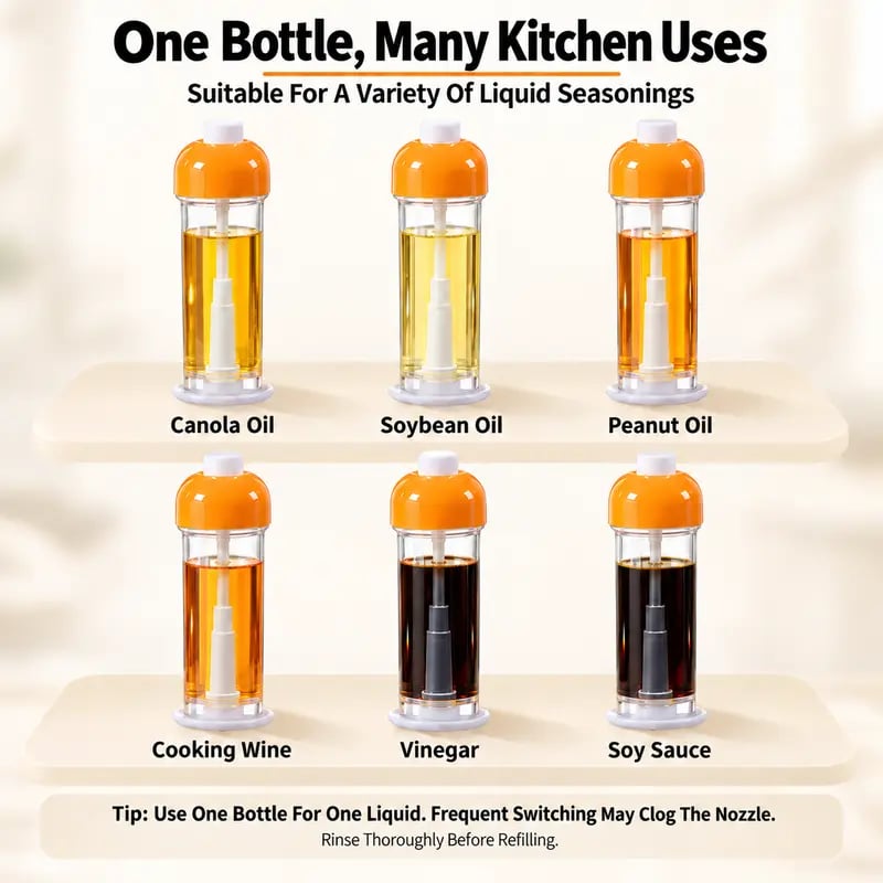 Fine Mist Oil Sprayer for Cooking – Premium Refillable Olive Oil Bottle with Ergonomic Bottom Nozzle, Ideal for Air Fryer & Healthy Grilling