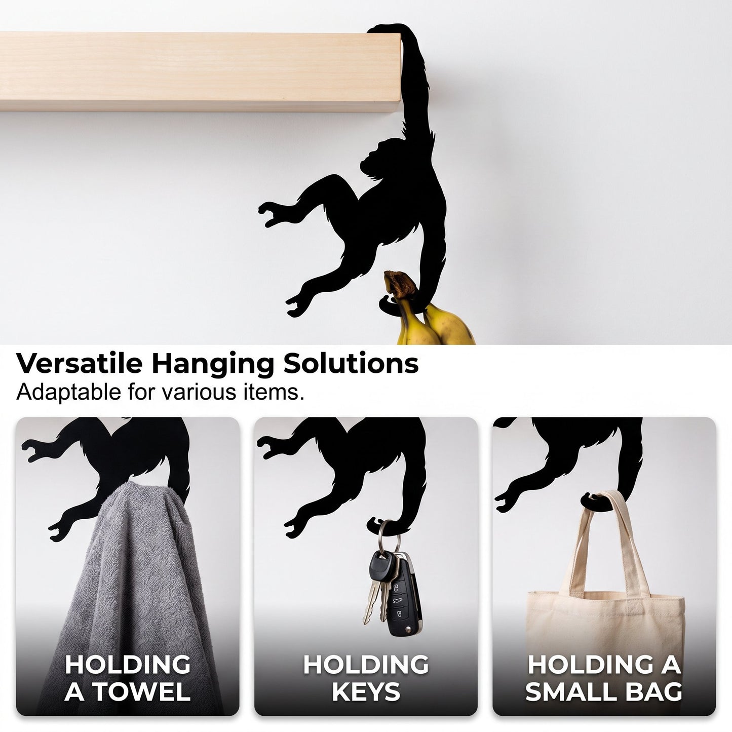 Gorilla Wooden Wall Hook, Heavy-Duty Organizer for Coats and Bags