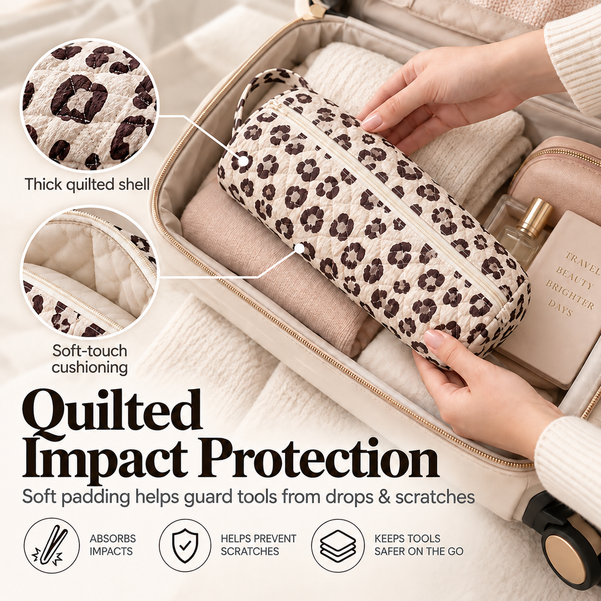 Quilted Travel Hair Tool & Blow Dryer Organizer Bag 👜🔥