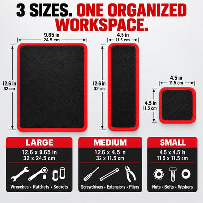 3 PCS Magnetic Tool Mat, Flexible Magnetic Tool Mat