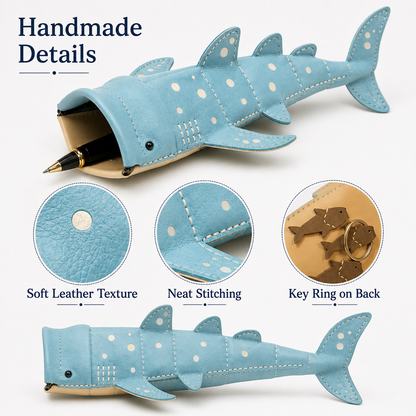 🦈Fun Whale‑Shark‑Shaped Sling Purse, Handmade Leather Mini Shoulder Bag🎁