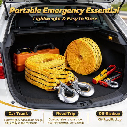 ✨Heavy Duty Emergency Vehicle Recovery Strap with Safety Shackles-🚙Road Rescue Essential for Car & SUV