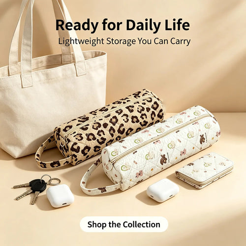 🎒Quilted Multi‑Purpose Storage Bag, Portable Zipper Cosmetic Makeup Pouch with Handle