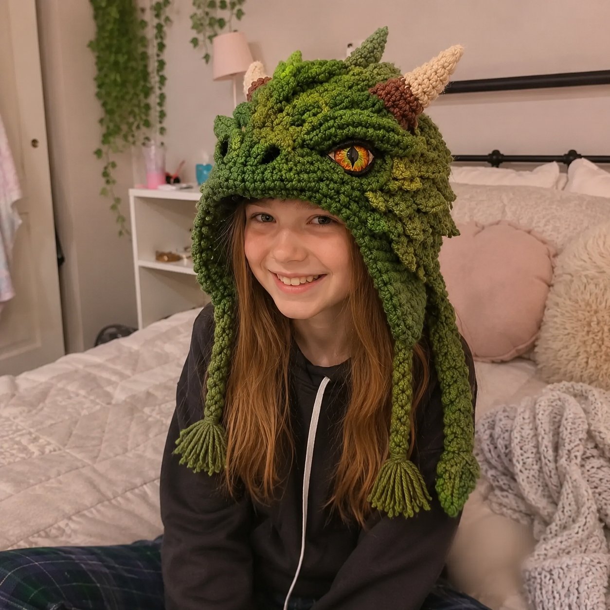 🔥HOT SALE 50% OFF – DIY Dragon Hood Hat Crochet Kit 🐉 | Handmade Fantasy Craft