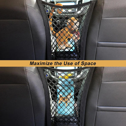 2(Pcs)Upgraded Stretch Car Seat Mesh Storage Net | Backseat Pet & Child Safety Barrier