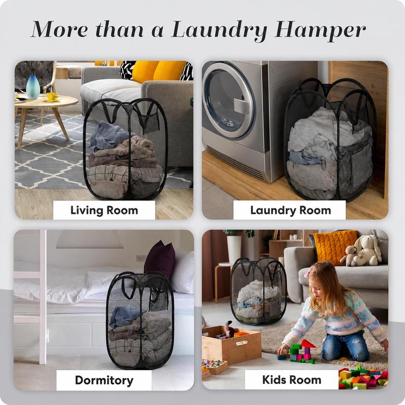 Foldable Mesh Laundry Basket – Breathable Large Capacity Hamper for Home & Bathroom