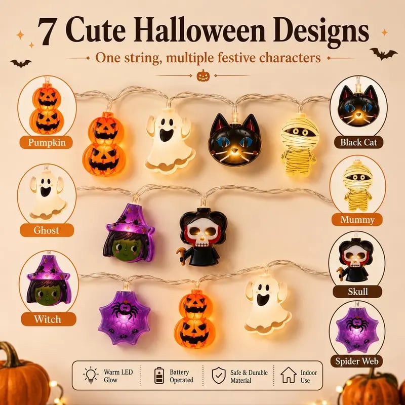 USB-Powered Pumpkin LED String Lights