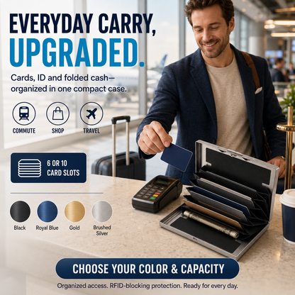 🔒 RFID-Blocking Stainless Steel Card Wallet – 6/10-Card Slim Organizer