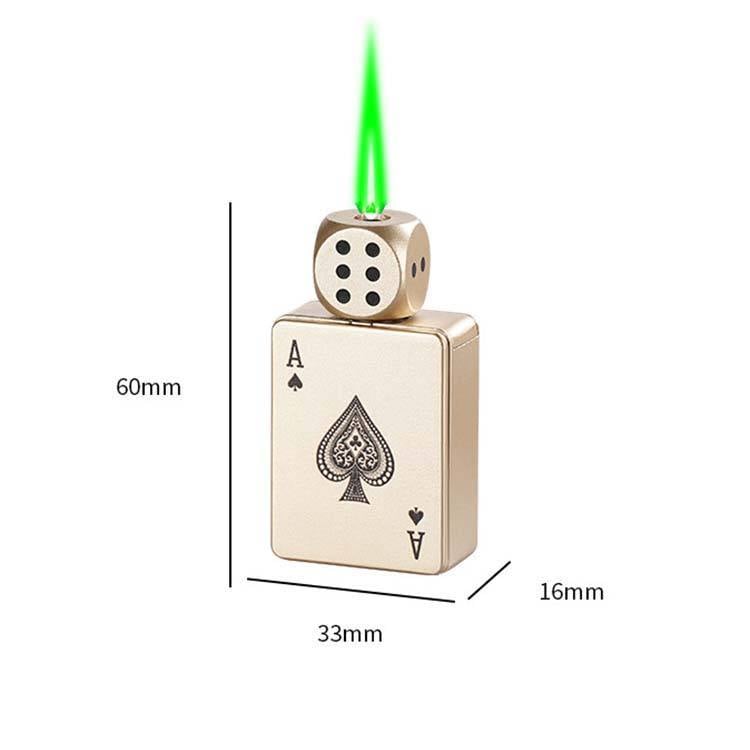 🎲Windproof Poker Dice Rotating Cigar Lighter, Butane Refill (Not Included)