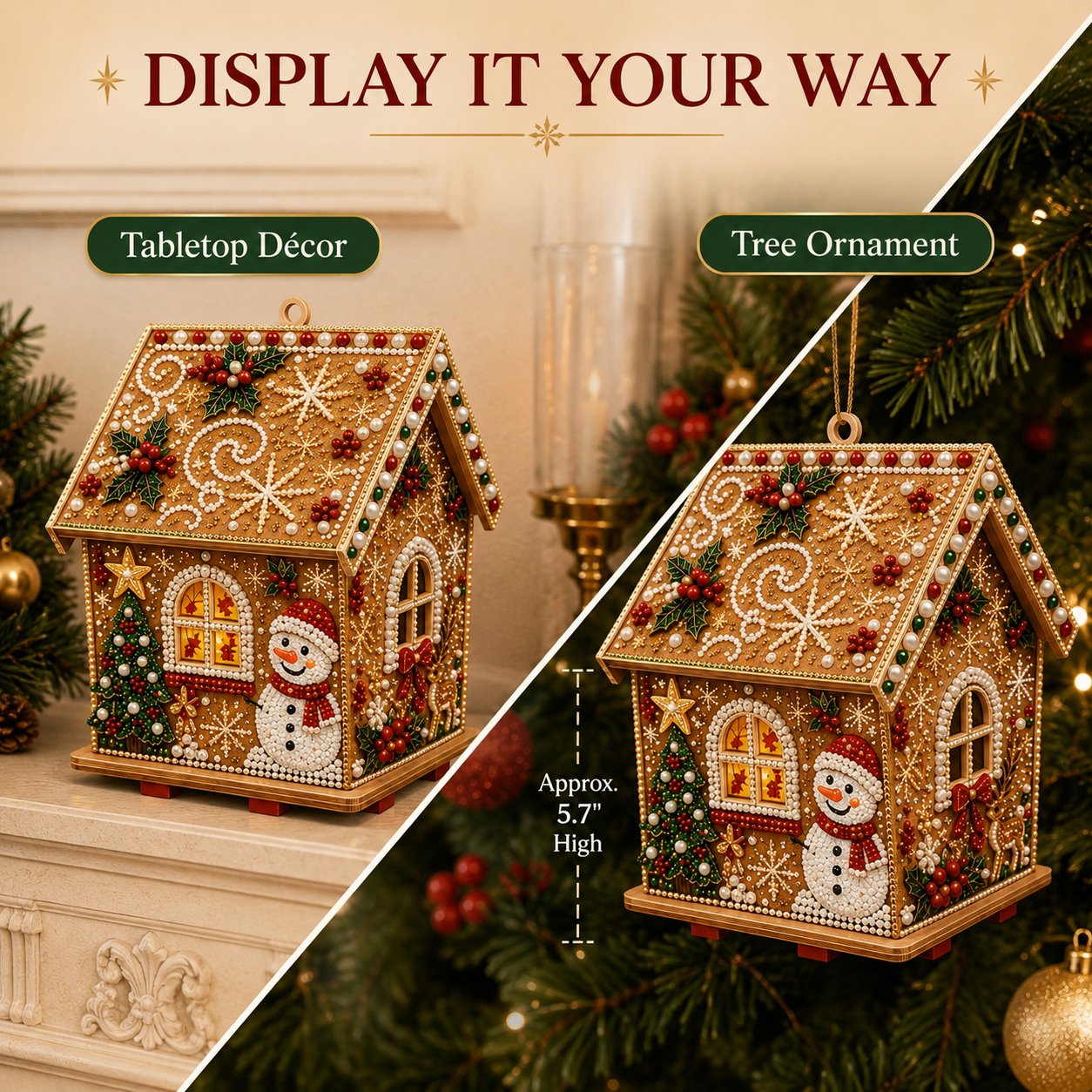 🎄 DIY 3D Jeweled Wooden Christmas Cottage Kit ✈️ Buy 2+ Get Free Shipping