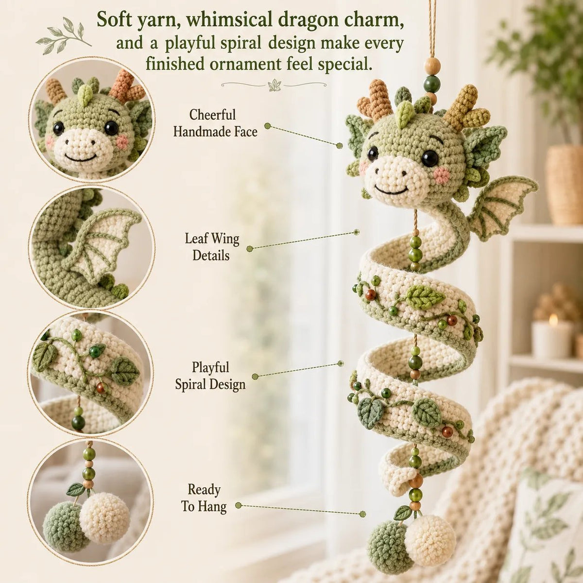 ⏳ Last Day 49% OFF – 🐉 Beginner-Friendly DIY Enchanted Dragon Spiral Hanging Ornament Kit | Complete Kit with All Tools & Step-by-Step Guide Included 💕