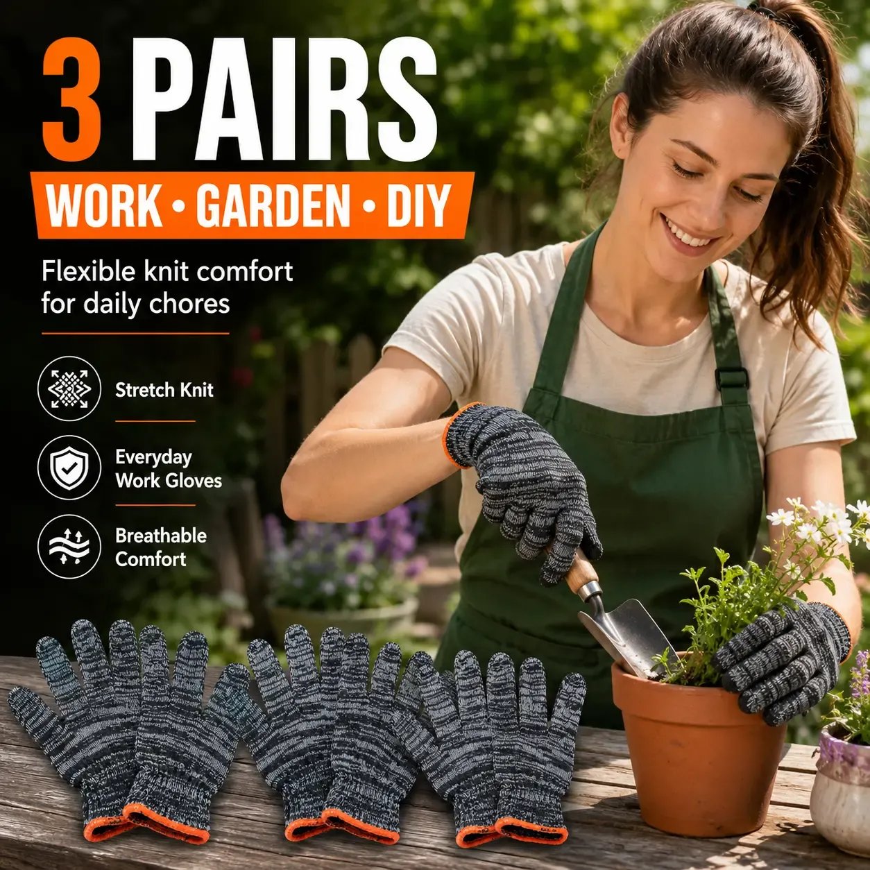 🧤Gardening Gloves for Men & Women– Breathable Stretch Work Gloves with Reinforced Grip | Multi-Purpose Yard, Workshop Protection Gloves