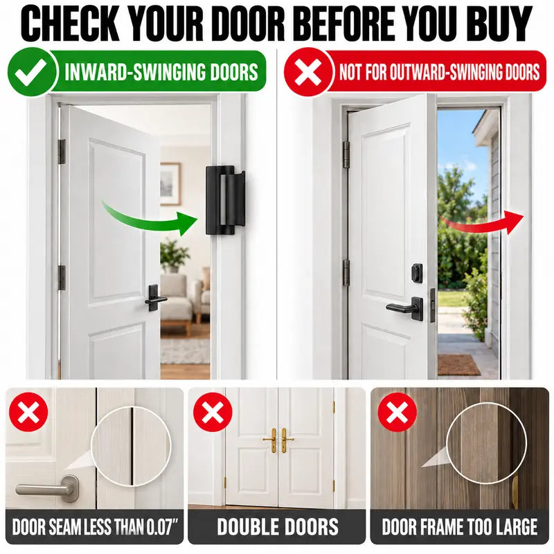 🔥Heavy Duty Door Reinforcement Lock | 800Lbs Anti-Kick Anti-Break-In Home Security Latch🔒