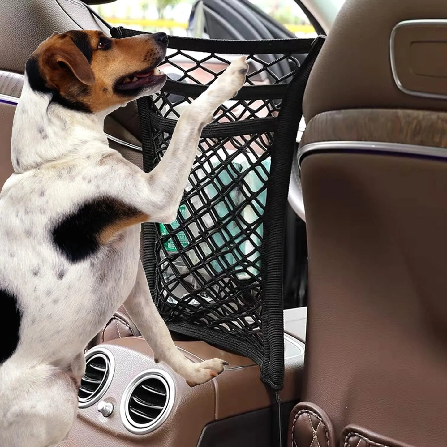 2(Pcs)Upgraded Stretch Car Seat Mesh Storage Net | Backseat Pet & Child Safety Barrier