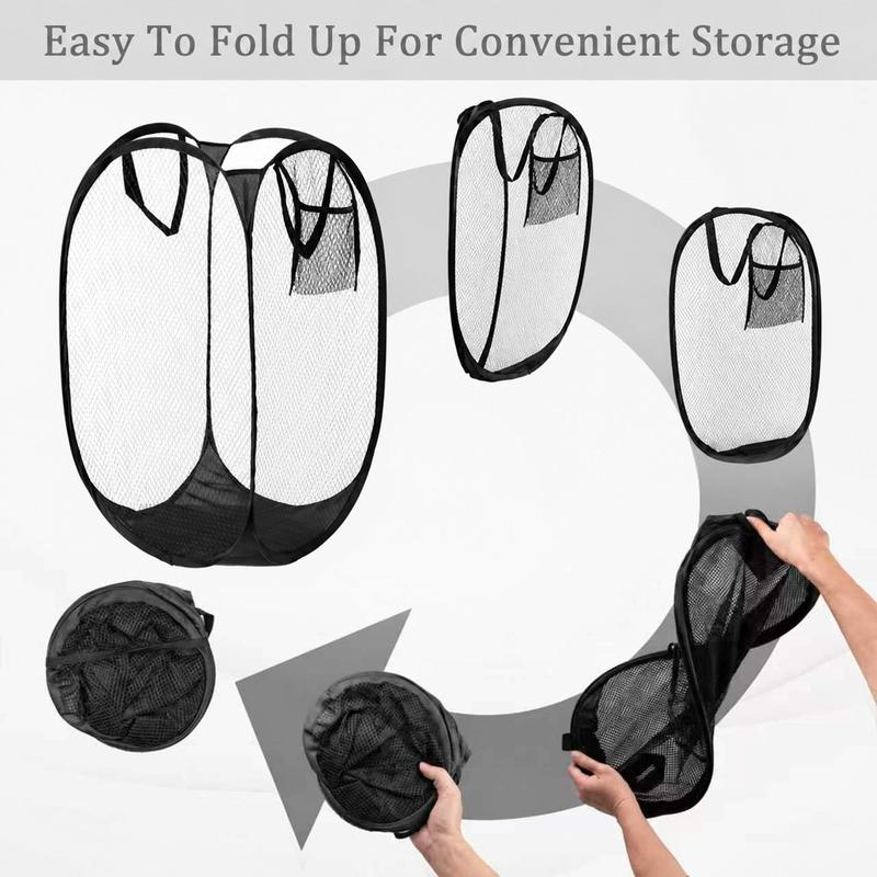 Foldable Mesh Laundry Basket – Breathable Large Capacity Hamper for Home & Bathroom