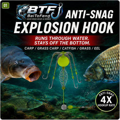 🎣 Anti‑Snag Floating Explosion Hook Rig for Carp & Catfish