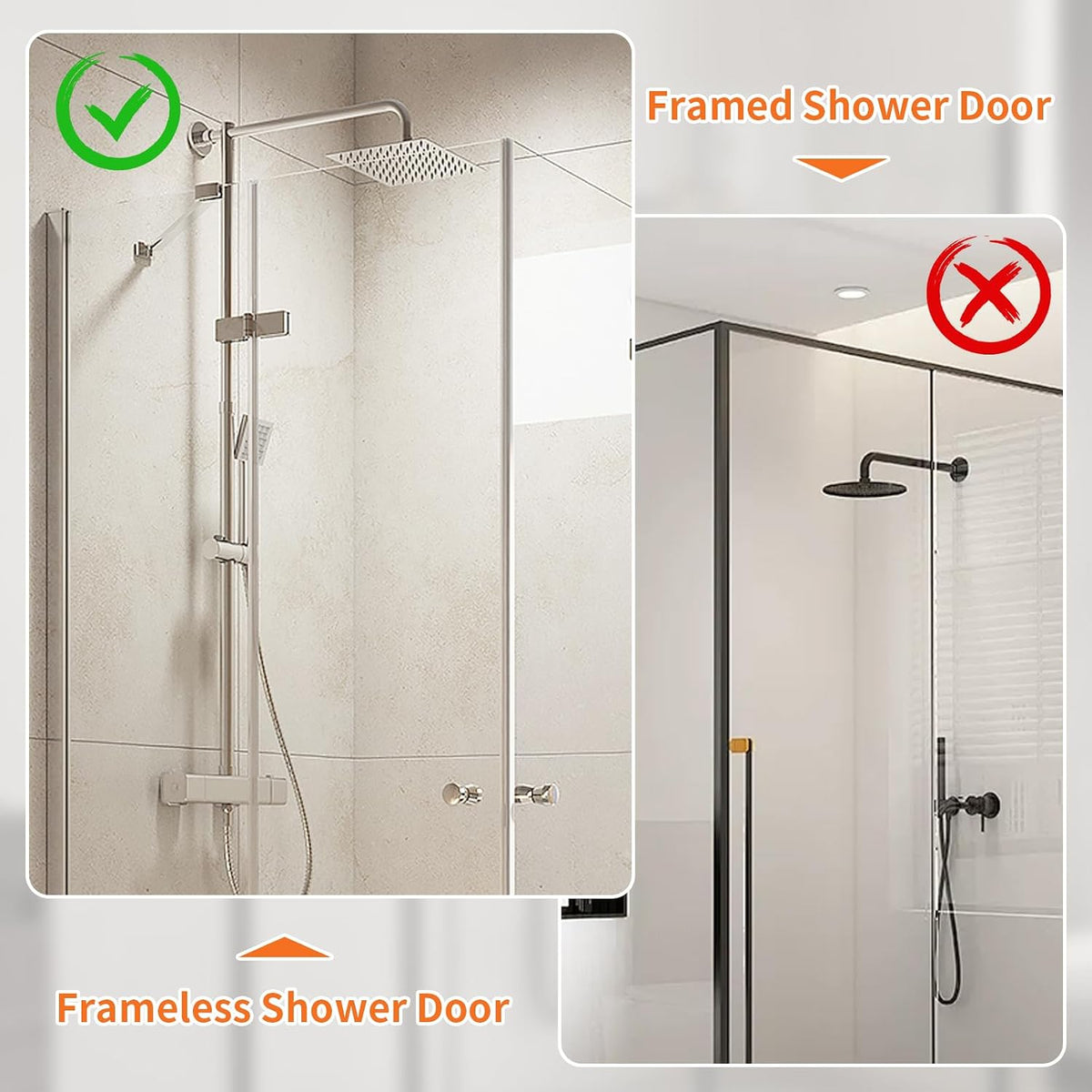 Shower Door Hooks Fit 3/8' (10mm) Glass Door, 2 Pack