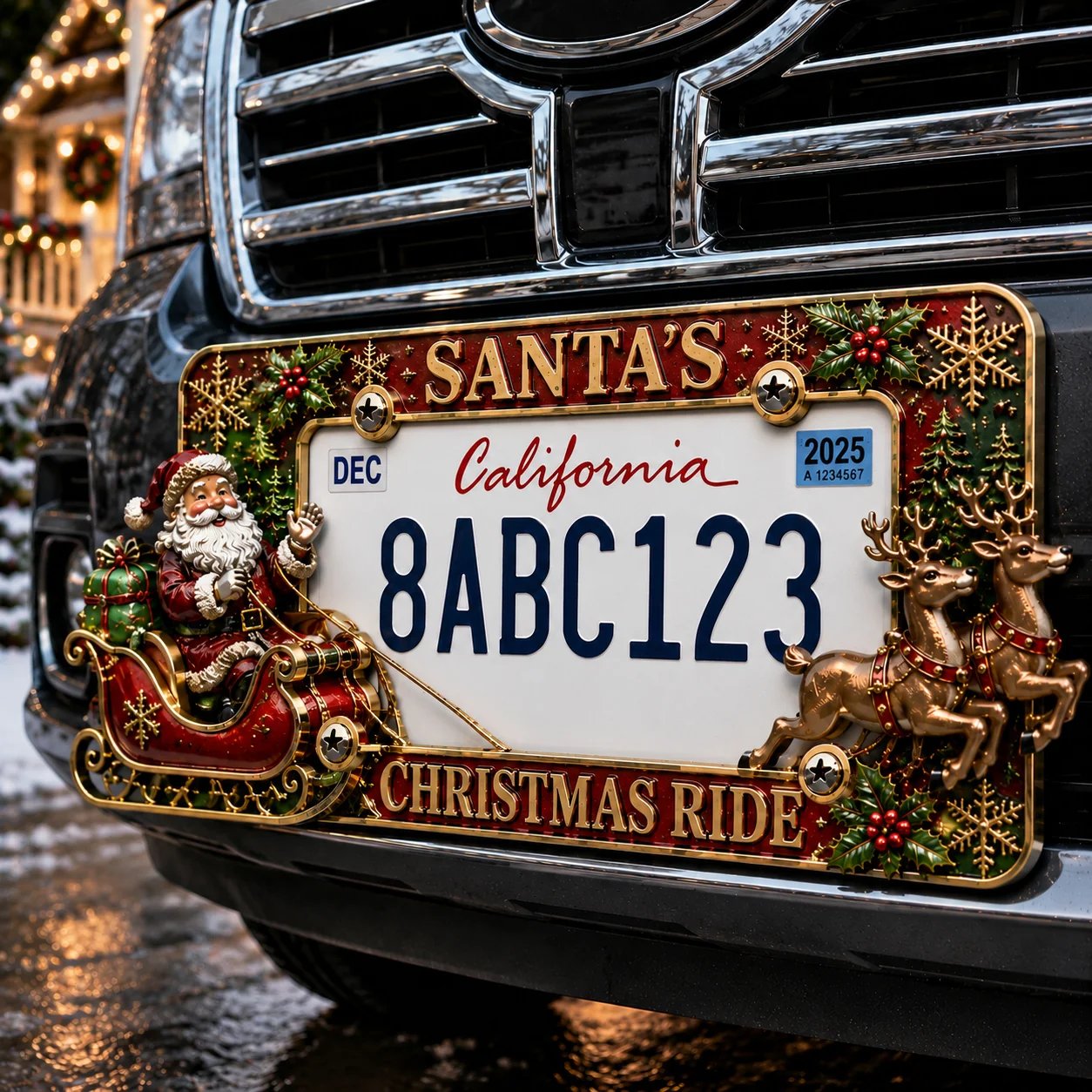 🎄Christmas License Plate Frame – Festive Style for Every Ride