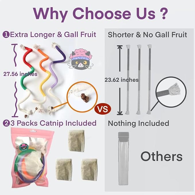 🔥LAST DAY 49% OFF😻3Pcs Catnip Chew Rope Toy – Natural, Safe Tooth Cleaner for Indoor Cats