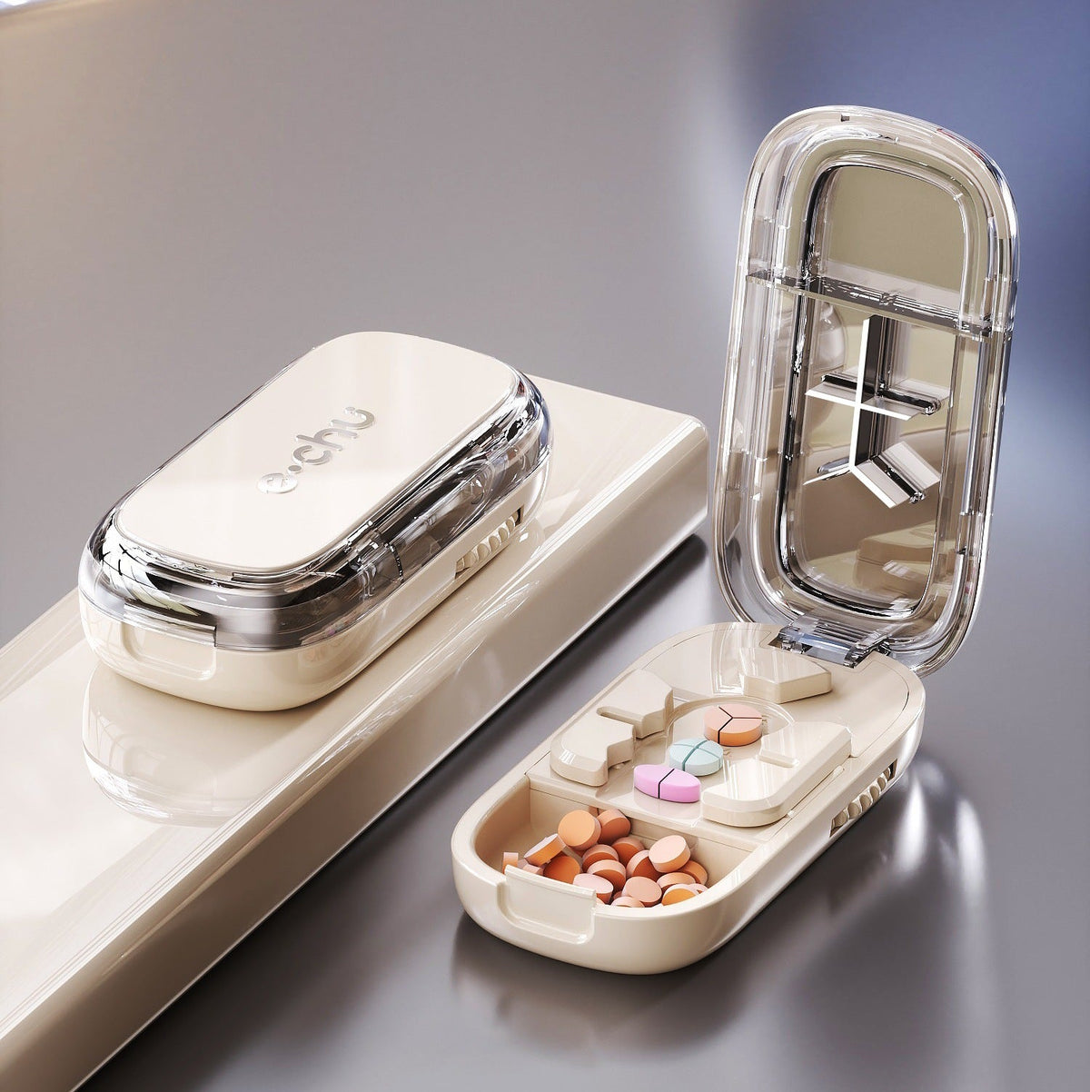 💊Portable Pill Cutter/Splitter & Storage Case (Cuts into 1/2, 1/3, or 1/4 portions)